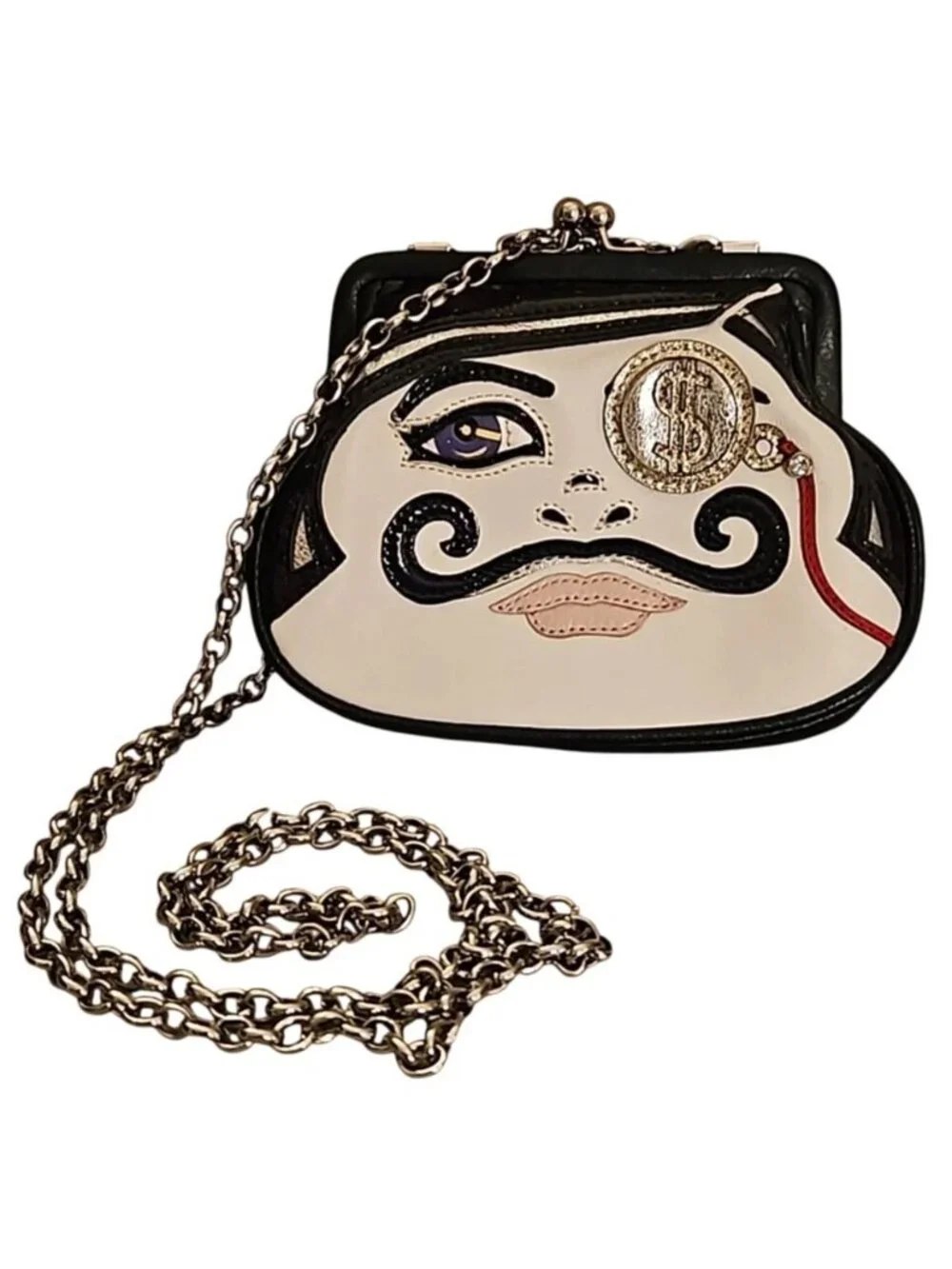 Brighton Rare vintage Retired crossbody Coin Purse Face Design with chain strap